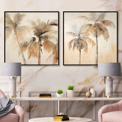 Minimalisme, ensemble de 2 palmiers et palmiers tropicaux