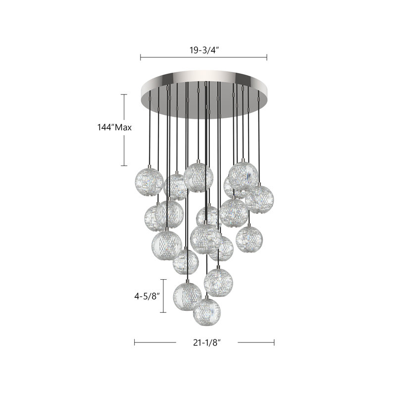 Marni 18 - Light LED Pendant, Polished Nickel