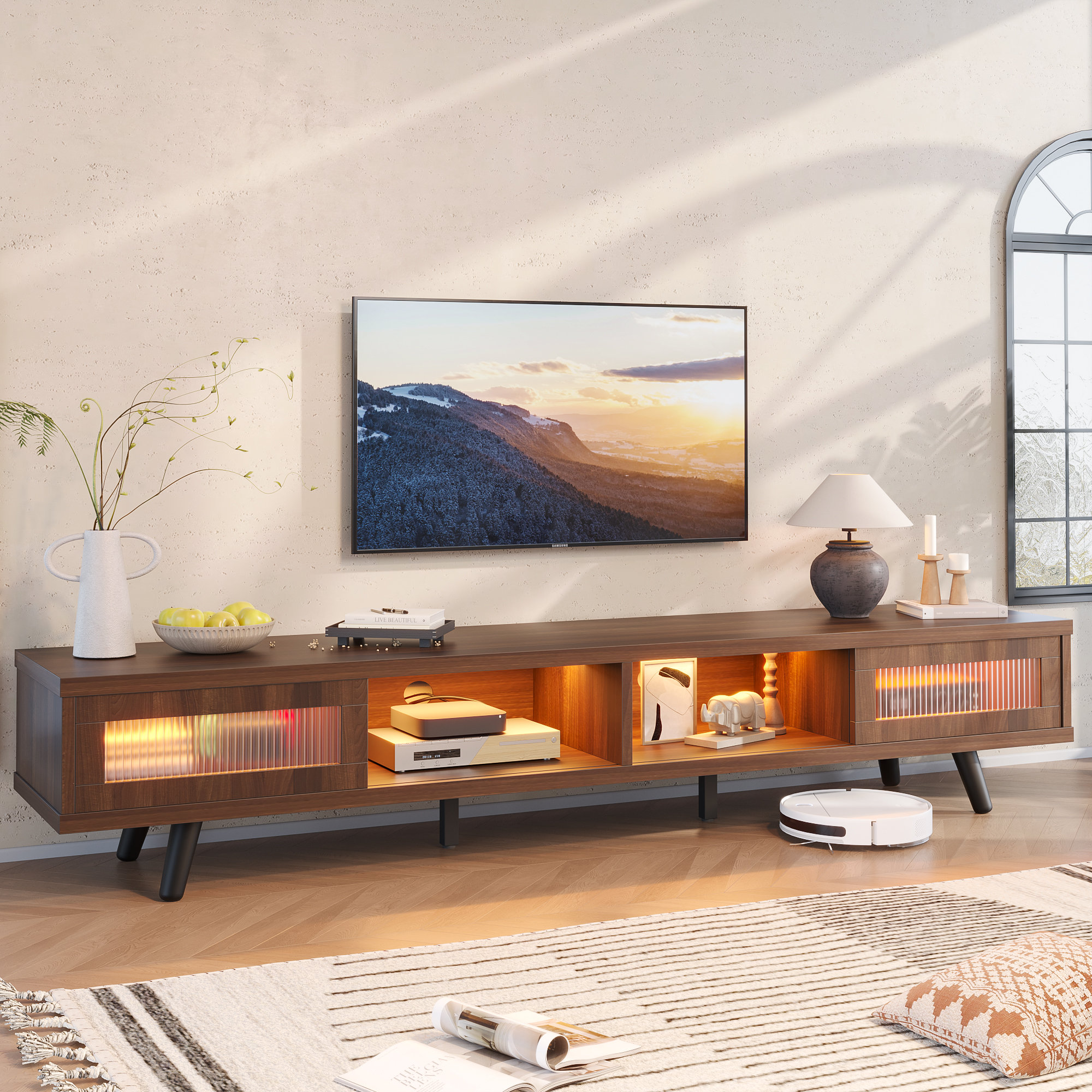 Mercer41 Kruszewski 70" Modern TV Stand with LED Console