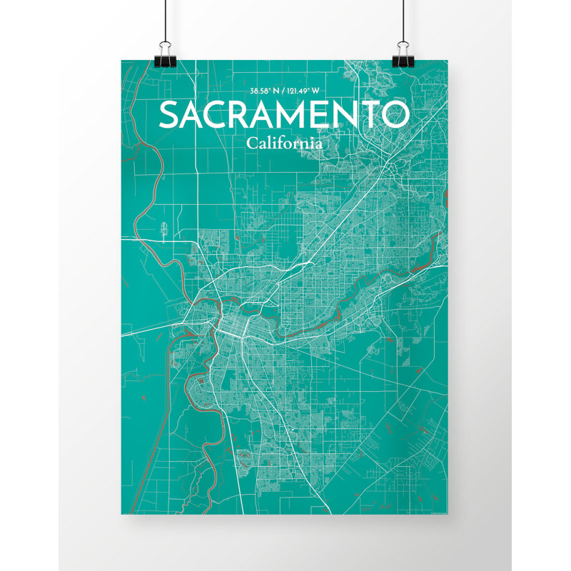 Sacramento City Map - No Frame Print, 43.2cm H x 27.9cm W x 0.1cm D