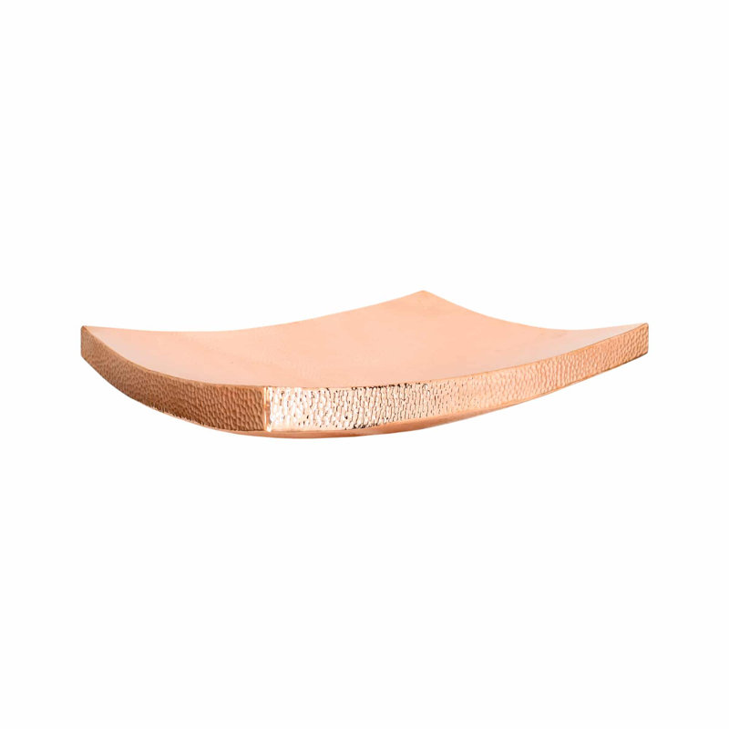 Kohani Hand Hammered Rectangular Vessel Bathroom Sink, Polished Copper