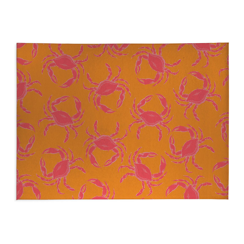 Tapis de blanchisserie antidérapant Crabby, L 61 po x H 6,5 po, Imprimé animal orange
