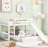 Twin Over Bunk Bed In White, Equipped With Slide And Side - , Solid Pine Frame Build, Space Saving For Home, Gray Design Style, 18 Support Slats Bed, White Finish Structure, Efficient Home Bedrooms,