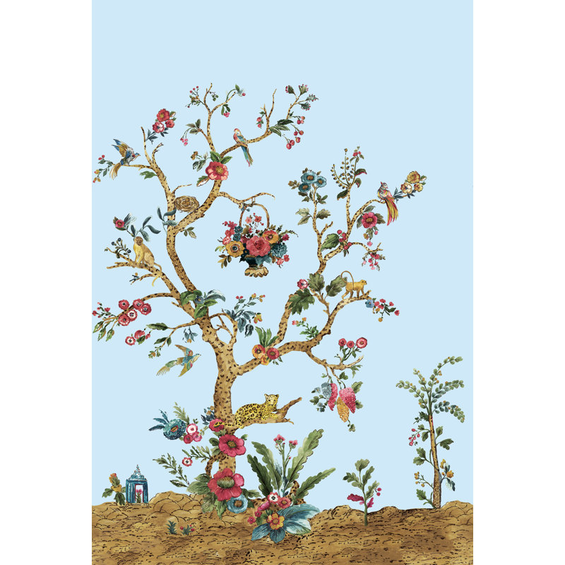 Tureka Floral Wallpaper, Sky Blue