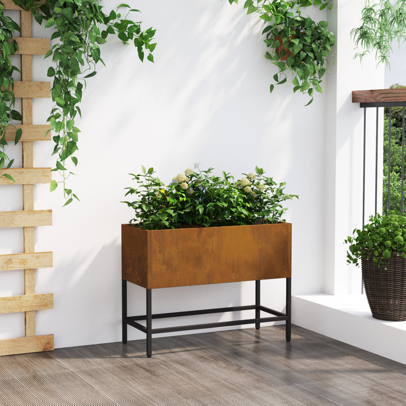 Elevated Planter, Brown, 48cm H x 60cm W x 26cm D