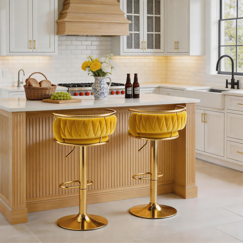 Tabouret de bar Christal, Jaune, Gold