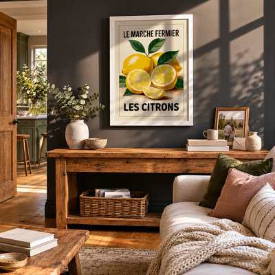 Farmer's Market Lemons Vintage - Framed Print