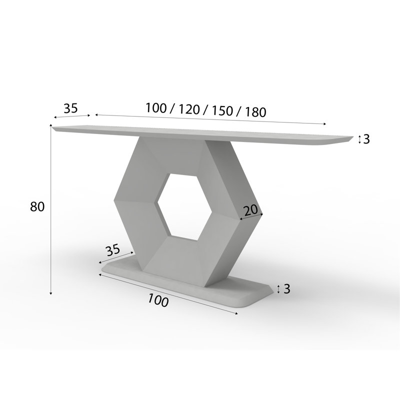 Console Table, 31.5" H x 70.87" W x 13.78" D, White/Sliver