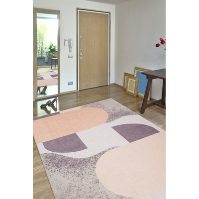 Beige Geometric Woven Base Decorative Carpet