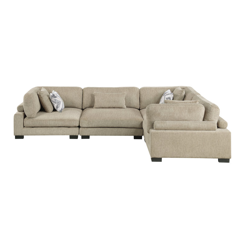 Canapé modulaire en L 4 pièces Connell, Microfibre/microsuède brun