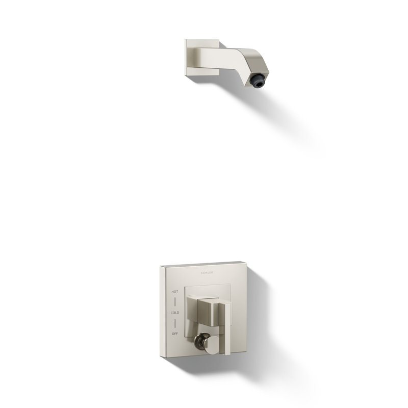 Ensemble de garniture de douche Loure Rite-Temp avec inverseur à bouton-poussoir, sans pomme de douche, Nickel poli éclatant