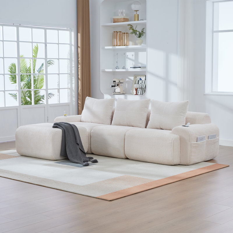 3 Seater Corduroy Sofa, Beige