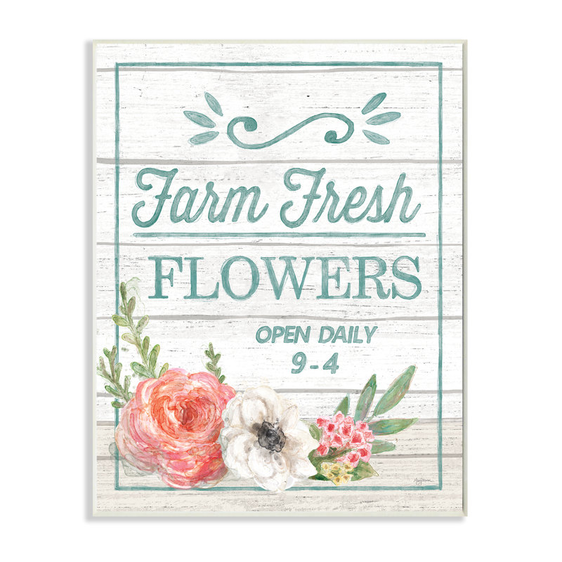 « farm freshed fleurs rustique », impression, Plaque en bois, H 10 po x l 15 po x P 0,5 po