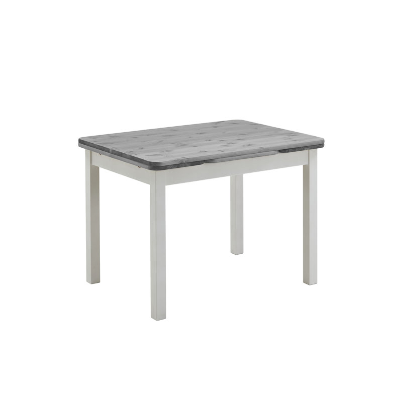 Southsea Extendable Pine Solid Wood Dining Table, White/Grey, H74 x L77 x W77cm