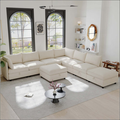 Modular Sectional Sofa, Convertible Sofa Seat With Storage, Sleeper Sectional Sofa Set, Fabric Flexible Modular Combinations For Living Room