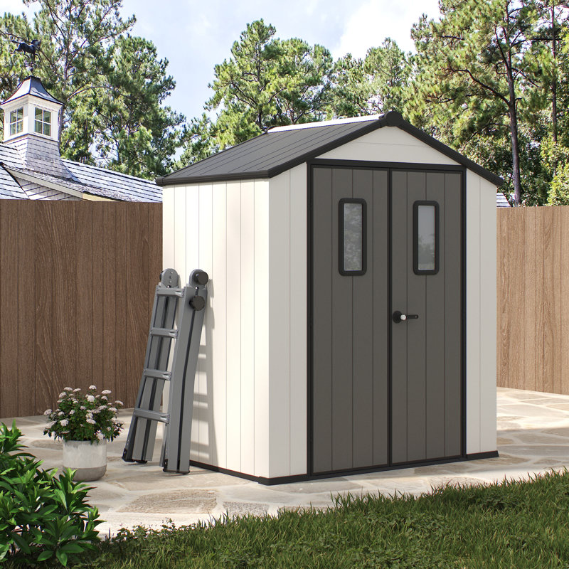6 Ft. W X 4ft. D Outdoor Wood-plastic Storage Shed with Steel-Reinforced Construction, 7.20" H x 3.90" W x 5.90" D