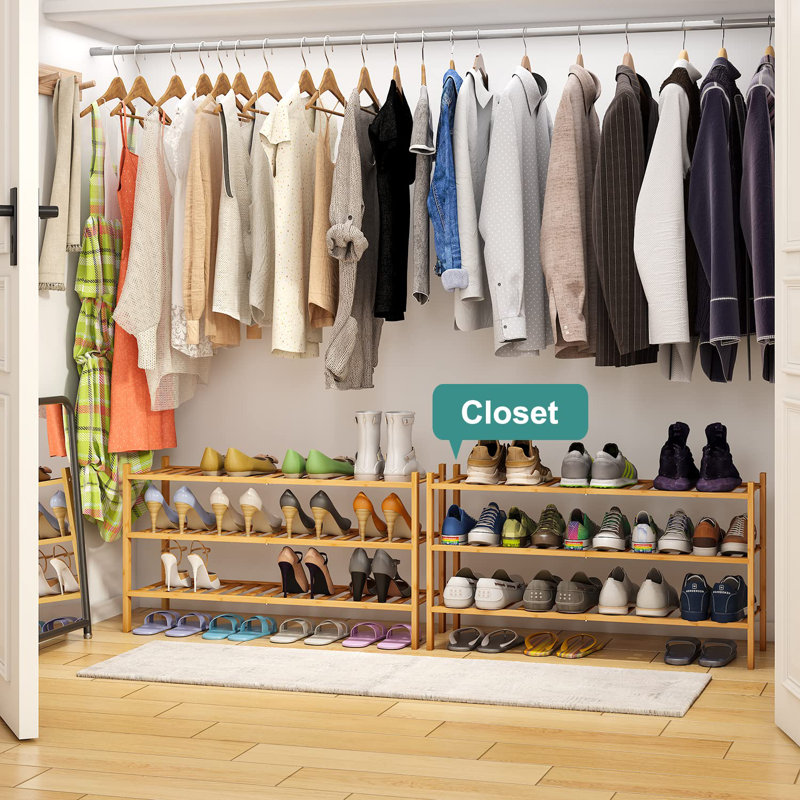 Modern 3-Tier Bamboo Shoe Rack For Bathroom, Closet, Bedroom, Living Room, Stackable & Removable Design