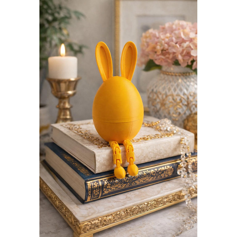 Charmant objet de décoration de Pâques, conception à filament jaune, 2,4 po x 5,5 po | 100% matériau de filament durable | Parfait pour les décorations printanières et les célébrations festives, ajoute une touche de joie à n'importe quel espace