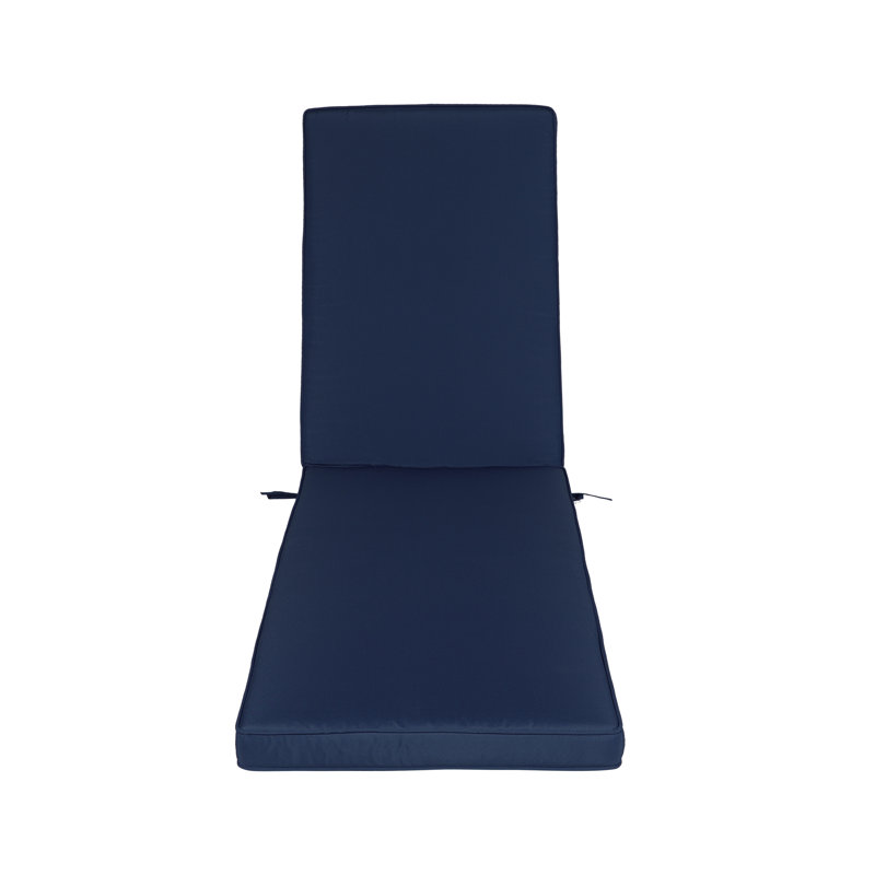 Outdoor Lounge Chair Cushion Replacement, Patio Furniture Seat Pad For Chaise Lounge In Navy Blue, Polyester - Based With Varied Pattern & Material Options