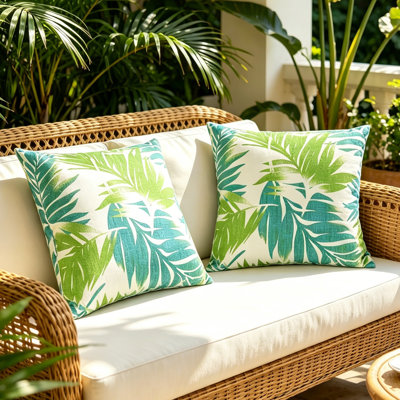 Ensemble de 2 coussins décoratifs pour l'extérieur et l'intérieur, avec housse et insert, coussin décoratif carré pour meubles de patio, 18 po x 18 po