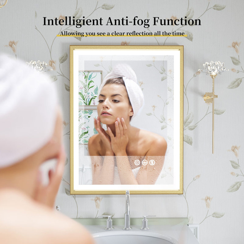 Aluminum Rectangle LED Wall Mirror, 31.5" x 24"