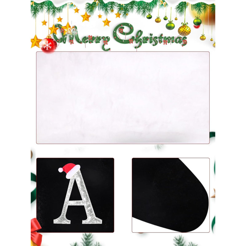 Bas de Noël monogrammés de 20 pouces avec lettres, bas de Noël super doux, bas de grand monogramme, bas de lettre rouge pour les Fêtes de Noël, cadeau de Noël…