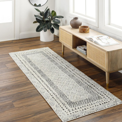 Calvo Machine Woven Ivory/Black Area Rug