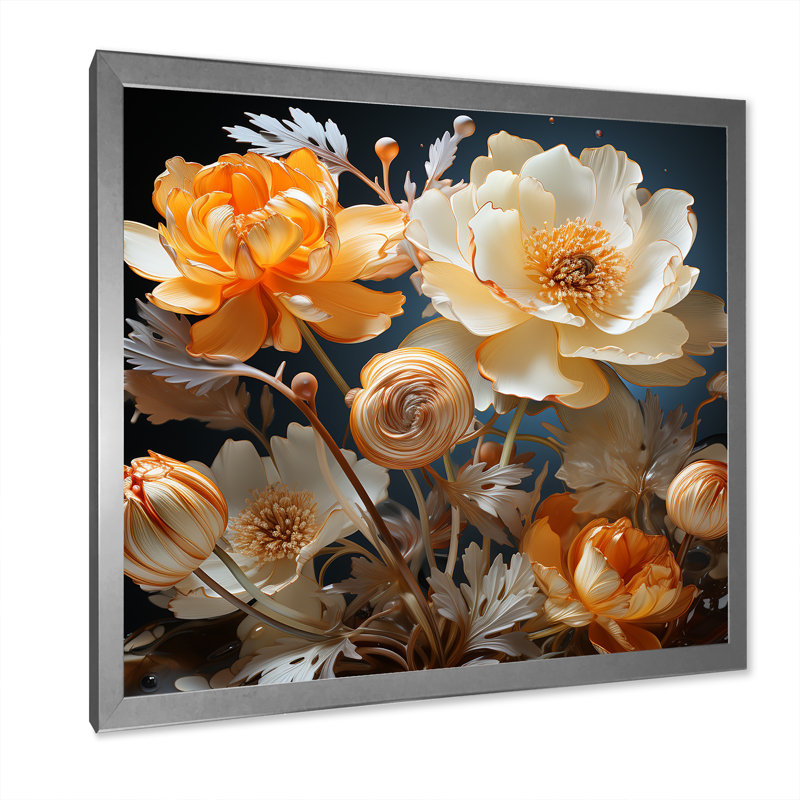 Buttercups Emotion Sunshine - Décoration murale boutons d'or, Cadre photo argenté, H 24 po x l 24 po x P 1 po