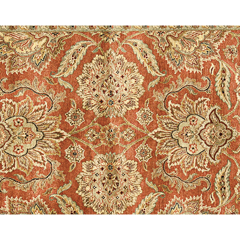 Hand Knotted Wool Area Rug in Rust And Ivory