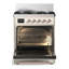 Majestic III Series 30 Inch Dual Fuel Range with 5 Sealed Burners in White (Liquid Propane, Burnished Trim)-178424762-178424765-178424767