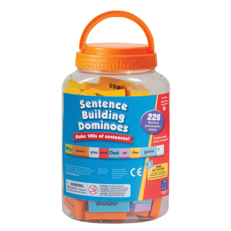 Colorful Sentence Building Dominoes Set for Kids, Ages 6+