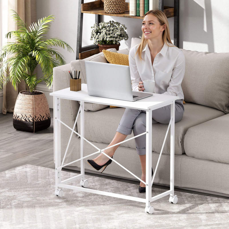 Foldable Writing Desk, White/White