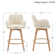Lovetro Swivel Full Back Arms Upholstered 25.8"H Counter Stool with Solid Rubberwood Frame and Gold Footrest