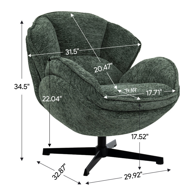 Upholstered Tufted Swivel Accent Chair, Dark Green