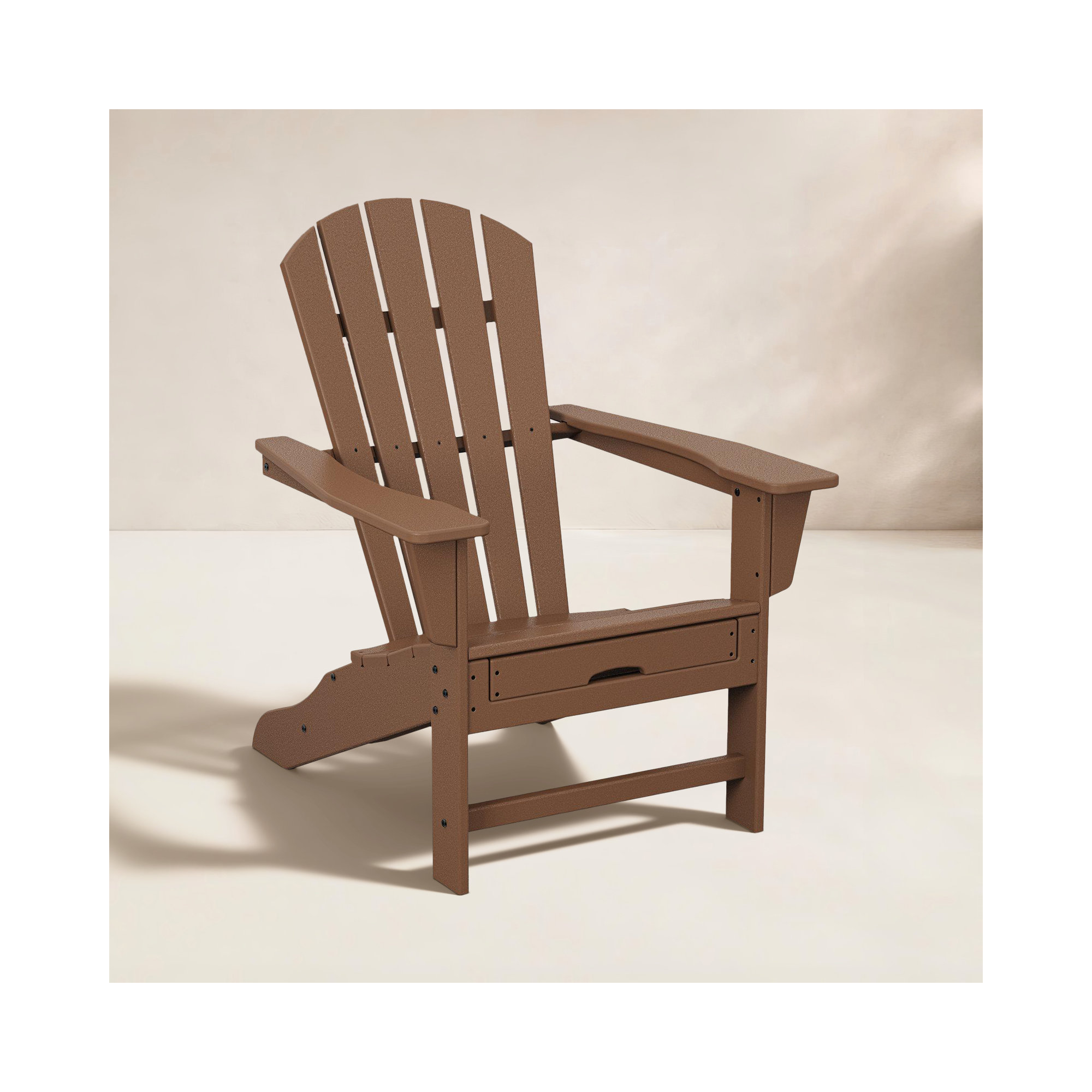 POLYWOOD Adirondack Chair with Hideaway Ottoman, Teak