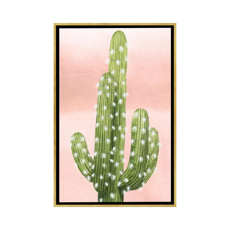 «Christmas Cactus Collection B» par Grace Popp - impression, Pas de tapis, H 26 po x l 18 po x 1,5 po, Toile encadrée d'or