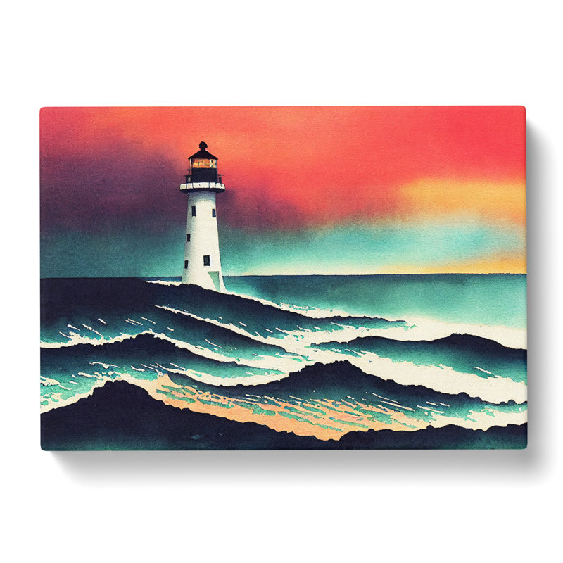 Lighthouse In Watercolour Vol.4 - Wrapped Canvas, 40cm H x 60cm W x 3cm D