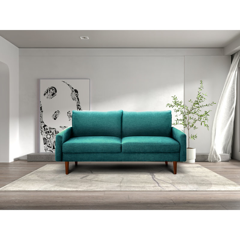 Montie 70" Chenille Round Arm Sofa, Cyan
