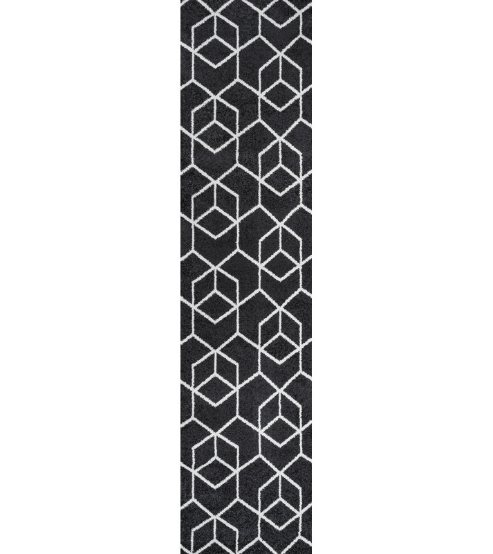 Tapis noir / blanc Mashawna, Tapis de couloir 2 pi x 8 pi