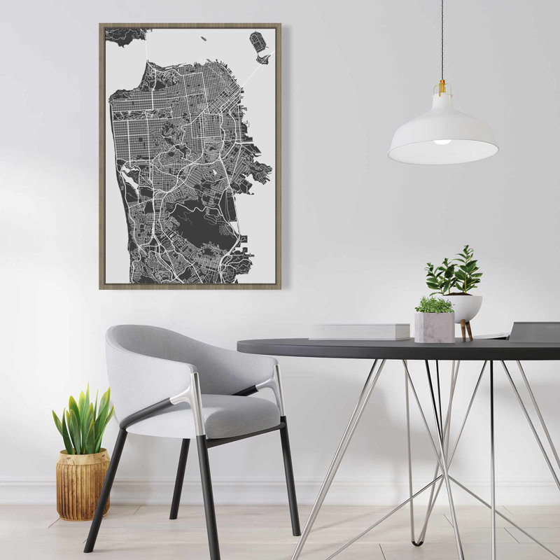 San Francisco City Plan, toile encadrée | Décor industriel