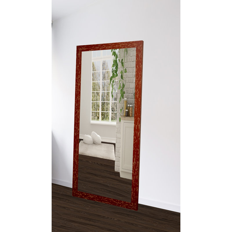 Galilaia Solid Wood Flat Mirror, 65" H x 30" W, Red