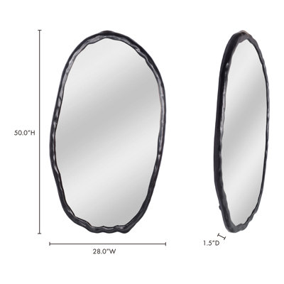 Miroir mural, ovale, contemporain, noir