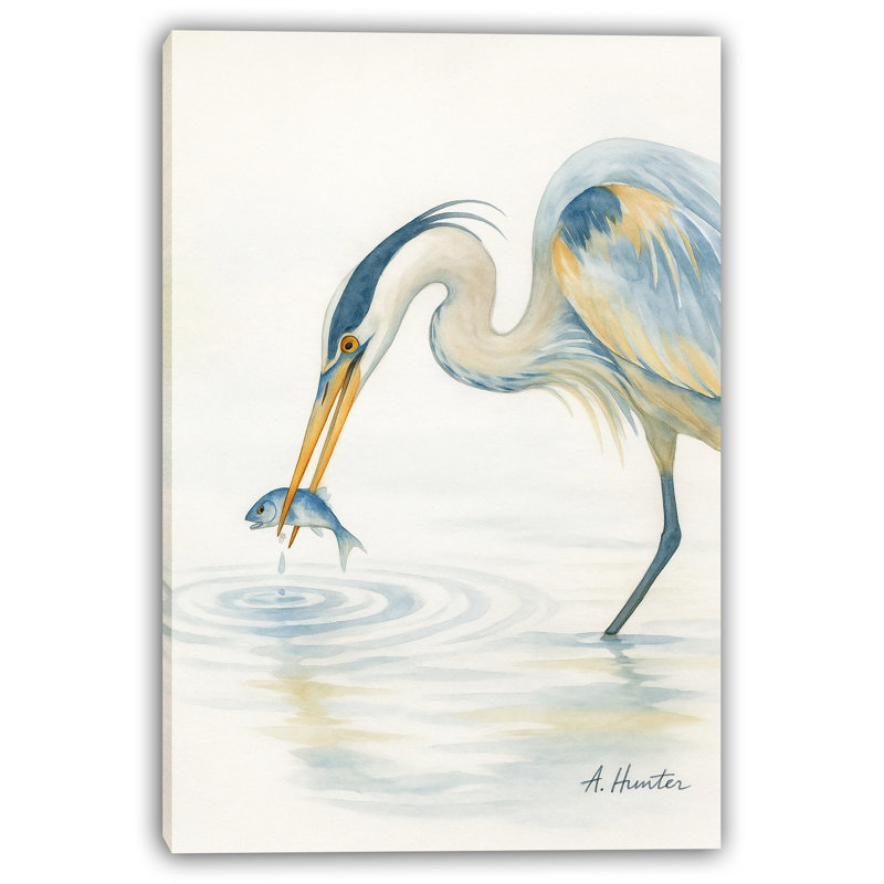 Élégant art mural sur toile, "Héron bleu", H 24 po x l 16 po