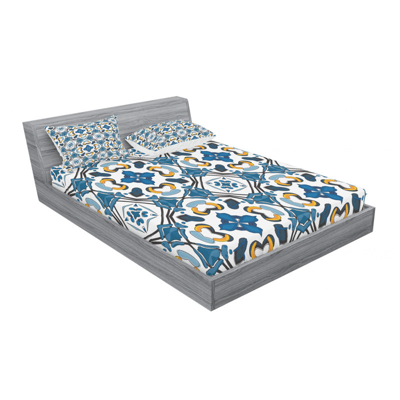 Microfiber Floral Sheet Set, Queen Sheet Set with Fitted Sheet