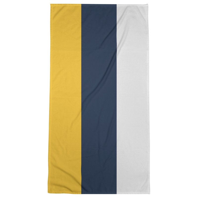 Cotton Blend Lightweight Bath Towel, Yellow/Midnight Blue