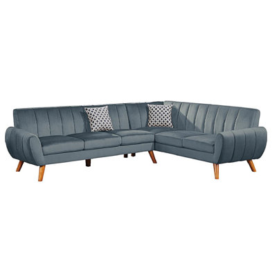 Contemporary 2-Pcs Sectional Set Living Room Furniture Dark Gray Velvet Couch Left Facing Sofa -  Everly Quinn, DF86444245E747B39FE8C493131F9377