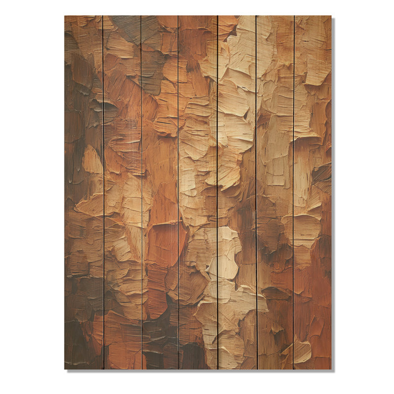 Essence d'écorce d'arbre brun II - impression d'arbre sur bois, H 40 po x l 30 po