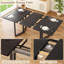 Ensemble de table de salle à manger 63 "pour 4-6, table de cuisine extensible 3 pièces avec 2 bancs rembourrés, ensemble de table de salle à manger extensible avec cadre en métal et panneau de fibres à densité moyenne, noir