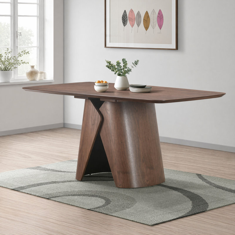 Sculptural Curved Back Dining Set, 7 Pieces: Table, 6 Chairs, Walnut