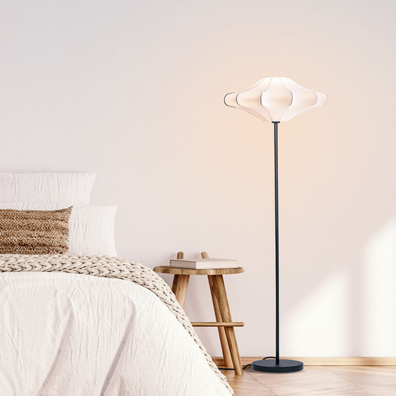Atlas 65" Modern Black LED Floor Lamp with Unique Resin Shade